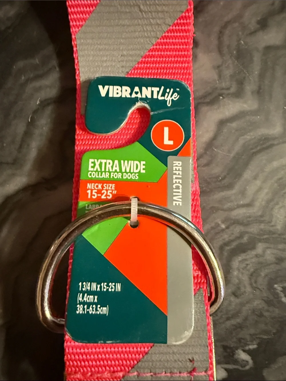 Vibrant Life Hot Pink and Gray Extra-Wide Dog Collar - Large
